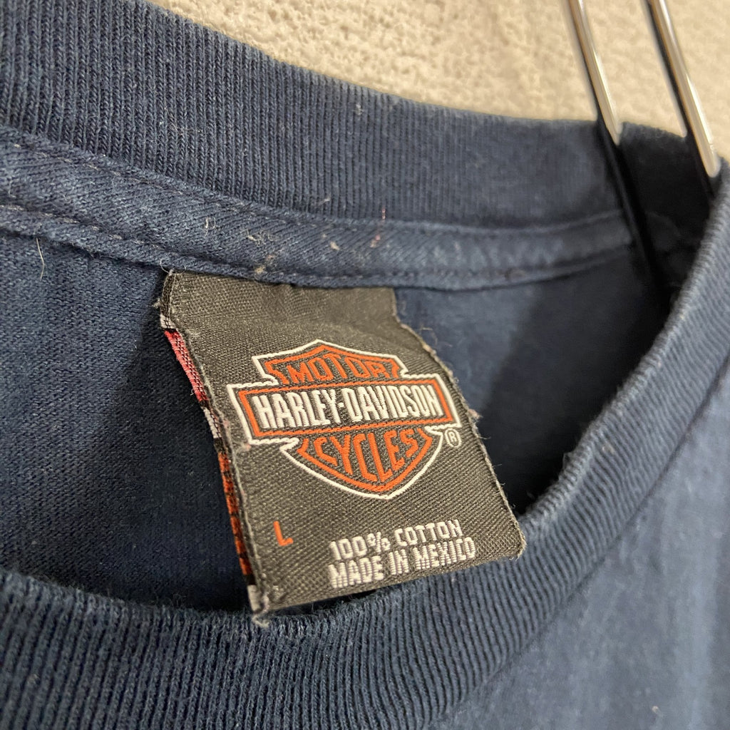 古着 used　HARLEY DAVIDSON　ハーレーダビッドソン　半袖プリントTシャツ　紺　ネイビー　Lサイズ