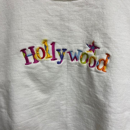 90s　HRLA　スウェット/トレーナー　刺繍ロゴ　Hollywood　クルーネック　ヴィンテージ　白　ホワイト　Sサイズ