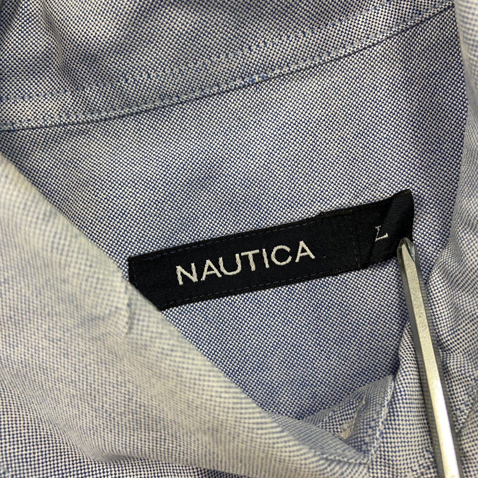 NAUTICA　ノーティカ　半袖ボタンダウンシャツ　水色　ライトブルー　Lサイズ
