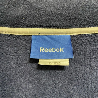 古着 used　Reebok　異素材切替ハイネックベスト　ワンポイントプリント　グレー　ネイビー　ビッグシルエット　2XLサイズ