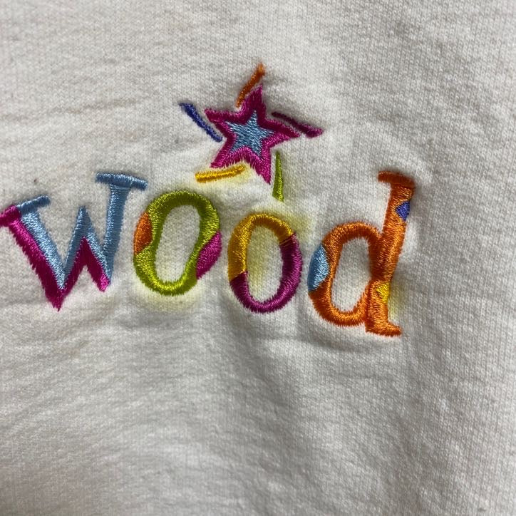 90s　HRLA　スウェット/トレーナー　刺繍ロゴ　Hollywood　クルーネック　ヴィンテージ　白　ホワイト　Sサイズ