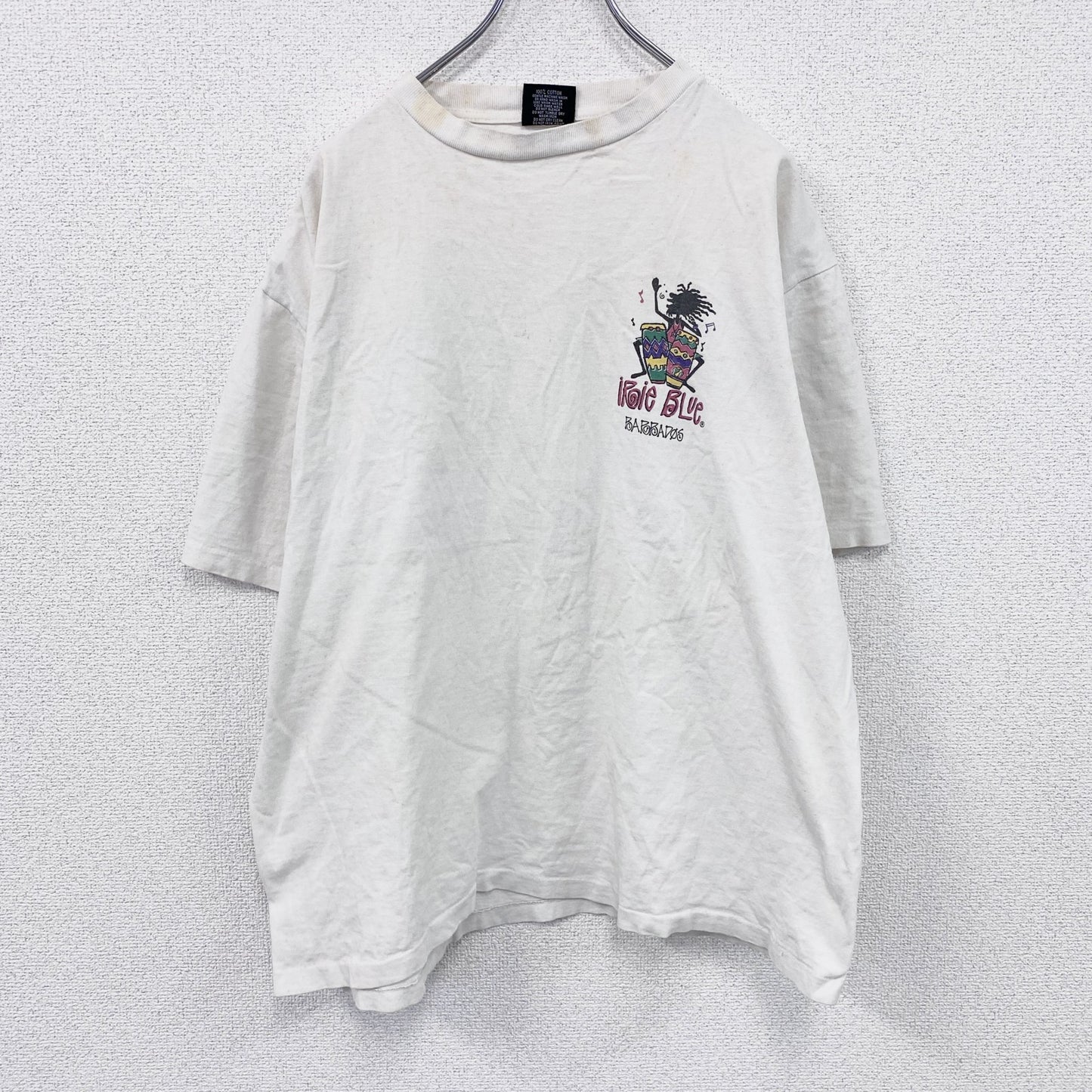 ～90s　iRie BLue　半袖プリントTシャツ　レゲエ　シングルステッチ　白　ホワイト　XLサイズ