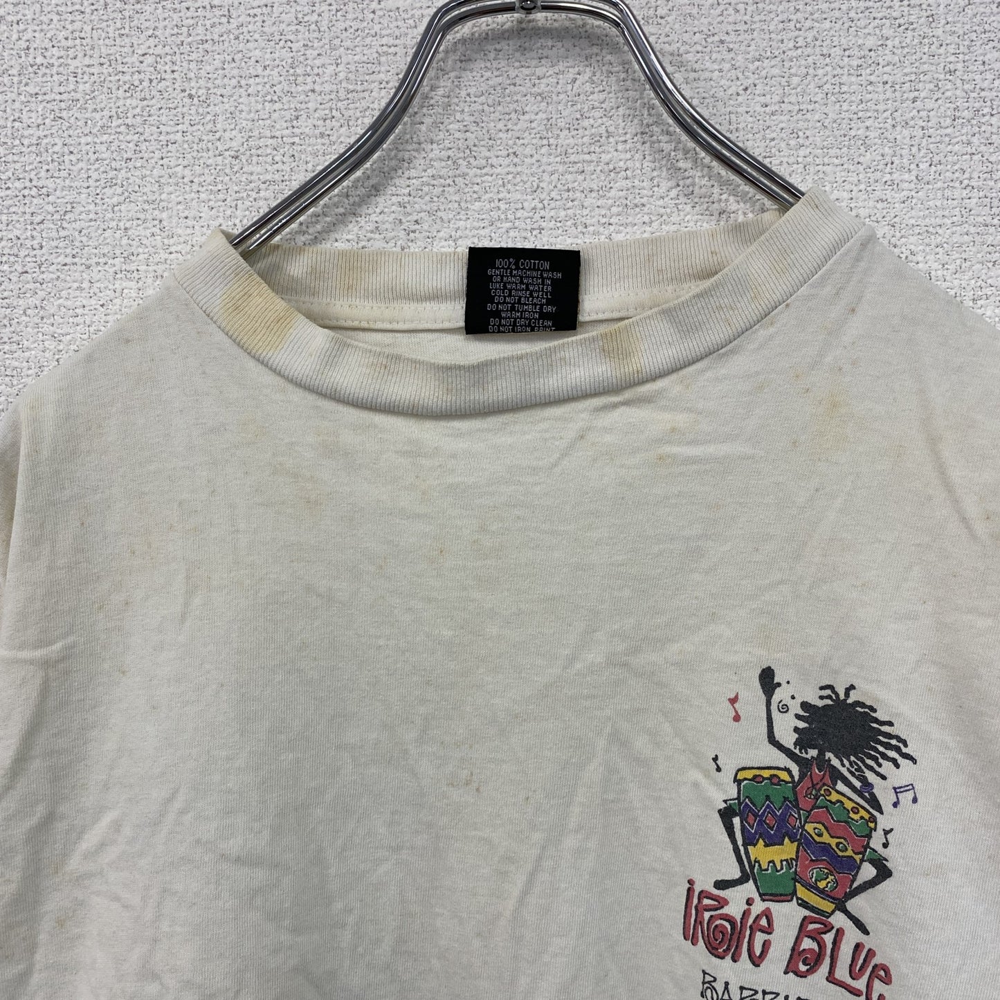 ～90s　iRie BLue　半袖プリントTシャツ　レゲエ　シングルステッチ　白　ホワイト　XLサイズ