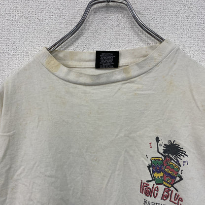 ～90s　iRie BLue　半袖プリントTシャツ　レゲエ　シングルステッチ　白　ホワイト　XLサイズ