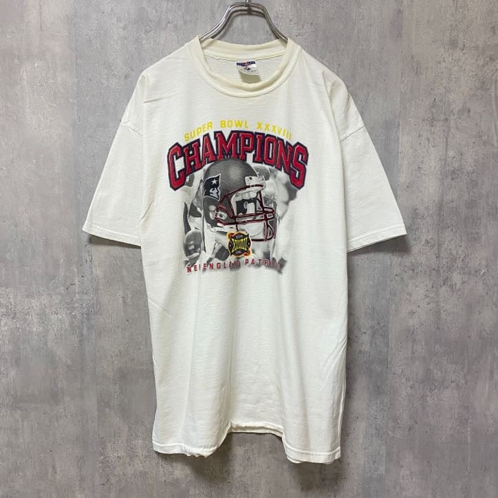 古着 used　NFL　Super Bowl　アメフト　半袖プリントTシャツ　白　ホワイト　レトロ　クルーネック　オーバーサイズ