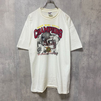 古着 used　NFL　Super Bowl　アメフト　半袖プリントTシャツ　白　ホワイト　レトロ　クルーネック　オーバーサイズ