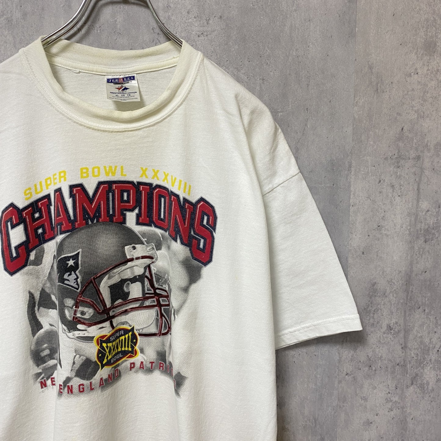 古着 used　NFL　Super Bowl　アメフト　半袖プリントTシャツ　白　ホワイト　レトロ　クルーネック　オーバーサイズ