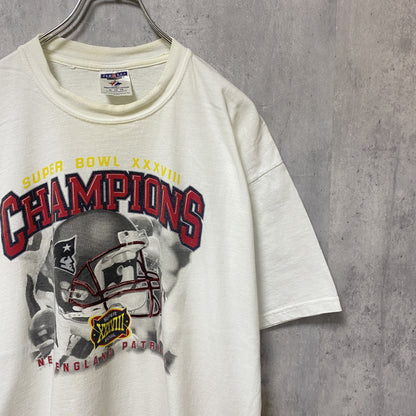 古着 used　NFL　Super Bowl　アメフト　半袖プリントTシャツ　白　ホワイト　レトロ　クルーネック　オーバーサイズ