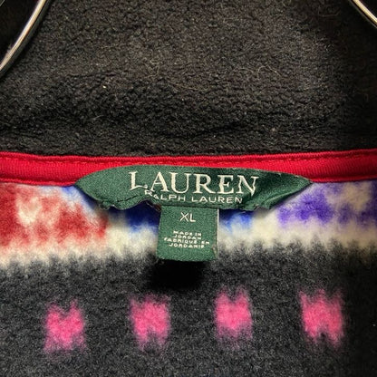 古着 used　RALPH LAUREN　長袖フェアアイル柄フリースジャケット　マルチカラー　個性的　ビッグシルエット　XLサイズ