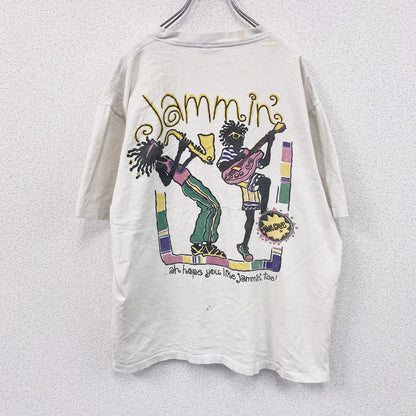～90s　iRie BLue　半袖プリントTシャツ　レゲエ　シングルステッチ　白　ホワイト　XLサイズ
