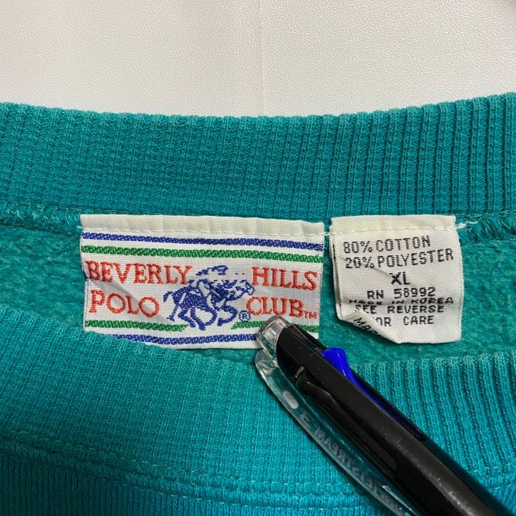 ～90s　BEVERLYHILLS POLO CLUB　刺繍スウェット/トレーナー　ヴィンテージ　青　XLサイズ