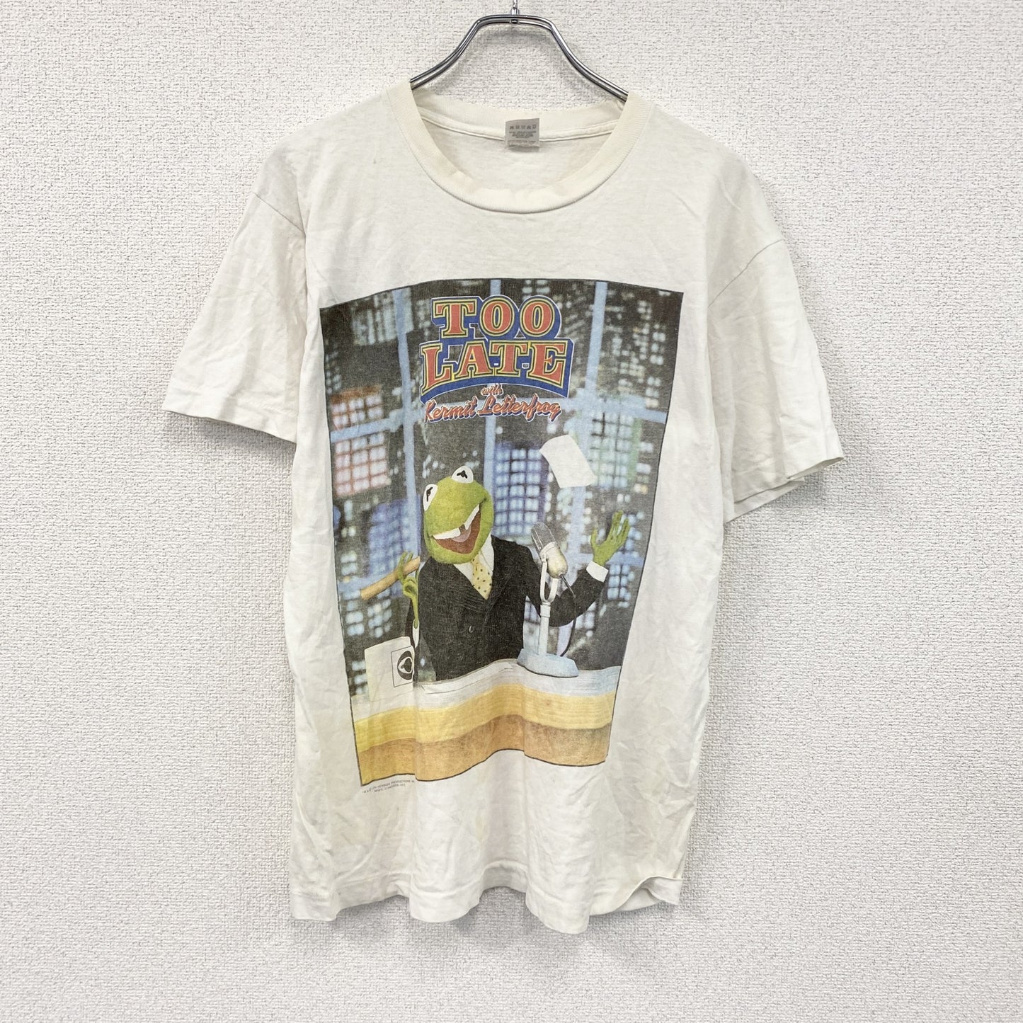 FRUIT OF THE LOOM　カーミット　半袖プリントTシャツ　シングルステッチ　白　ホワイト　Mサイズ