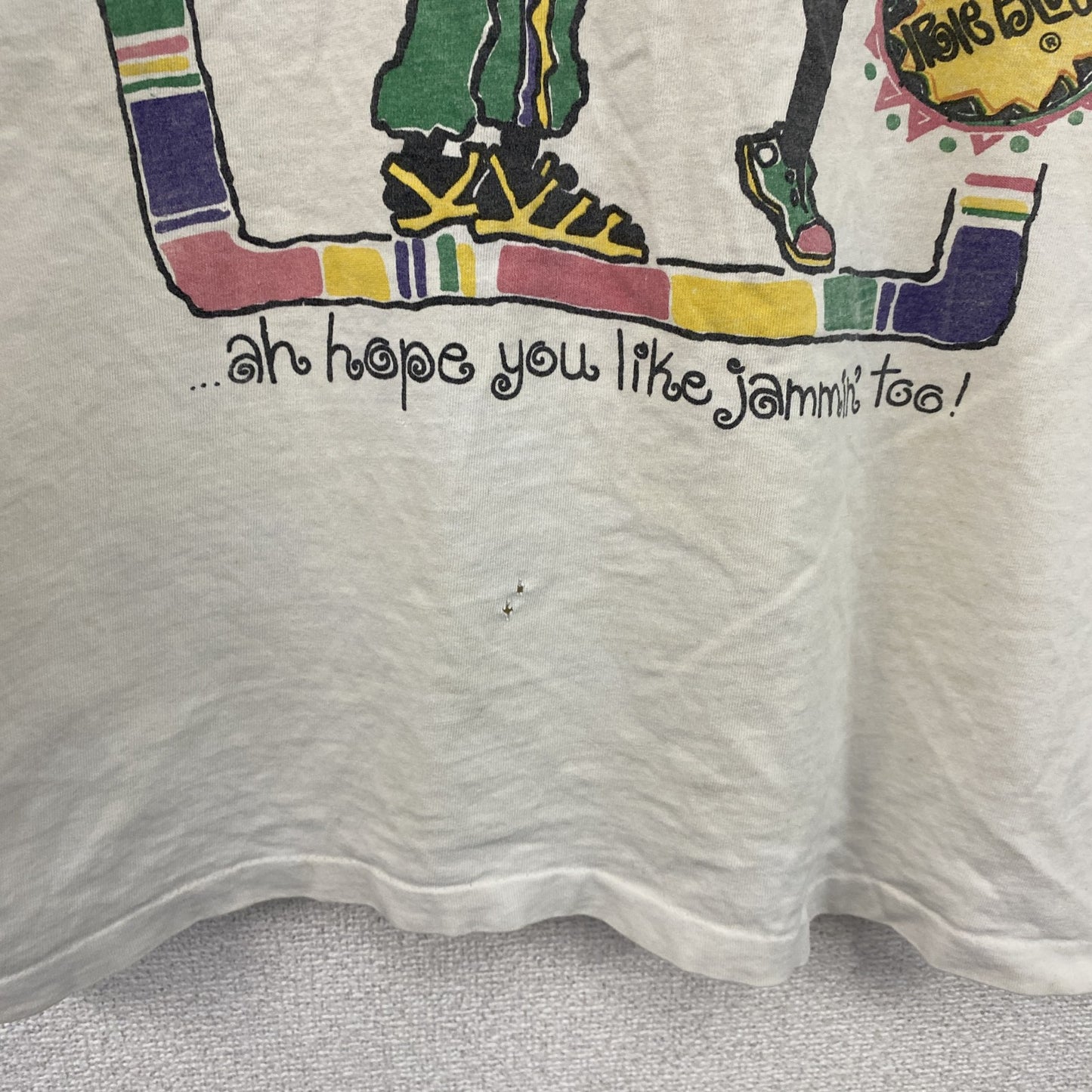 ～90s　iRie BLue　半袖プリントTシャツ　レゲエ　シングルステッチ　白　ホワイト　XLサイズ