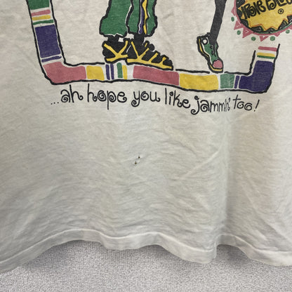 ～90s　iRie BLue　半袖プリントTシャツ　レゲエ　シングルステッチ　白　ホワイト　XLサイズ