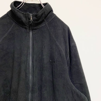 古着 used　C9 by Champion　長袖ハイネックフリースジャケット　ワンポイント刺繍　黒　ビッグシルエット　XLサイズ