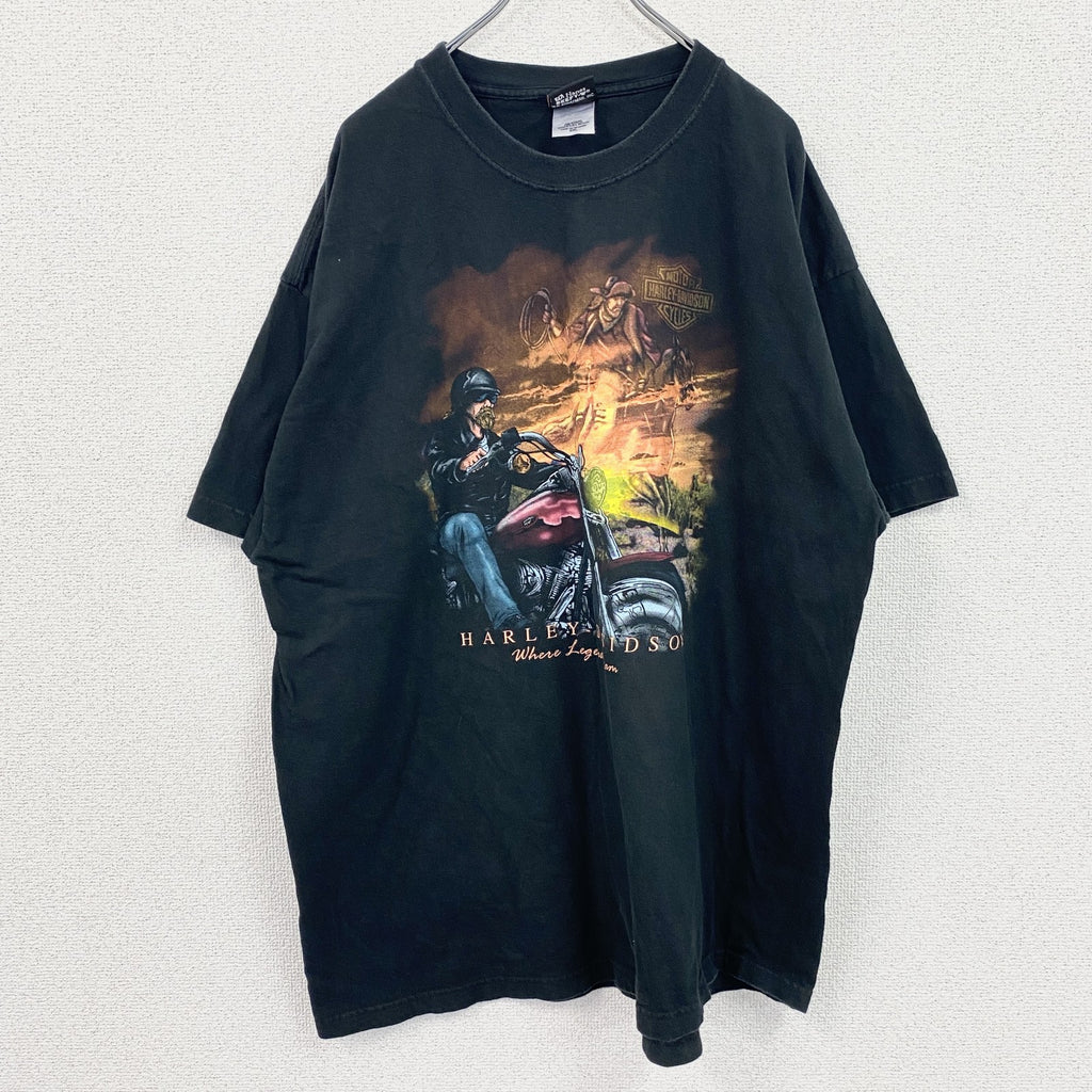 HARLEY DAVIDSON　ハーレーダビッドソン　半袖プリントTシャツ　黒　ブラック　2XLサイズ