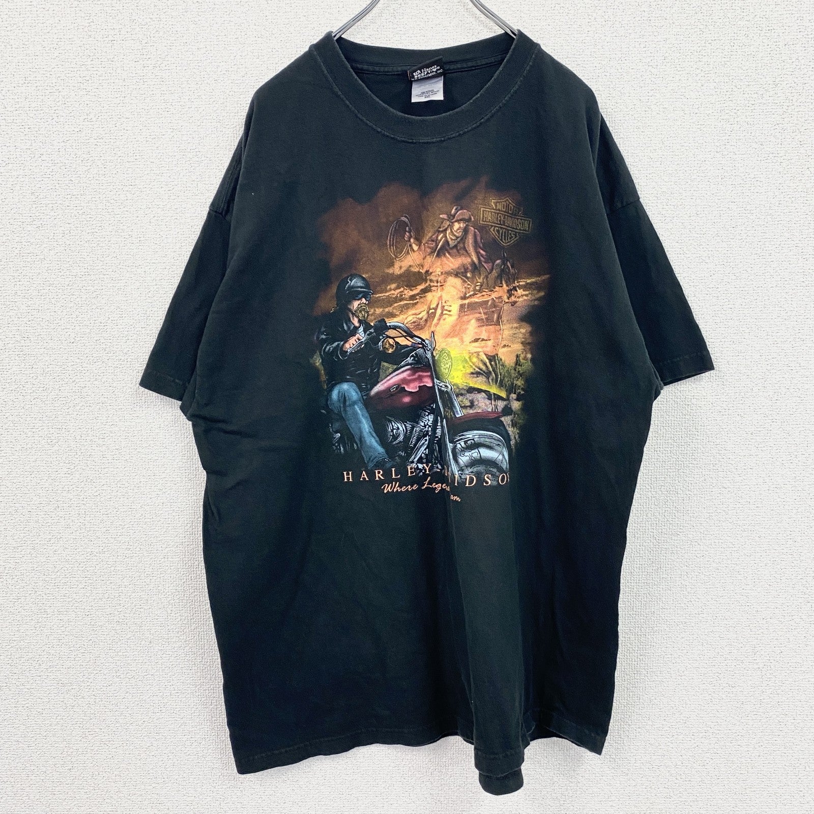 HARLEY DAVIDSON　ハーレーダビッドソン　半袖プリントTシャツ　黒　ブラック　2XLサイズ