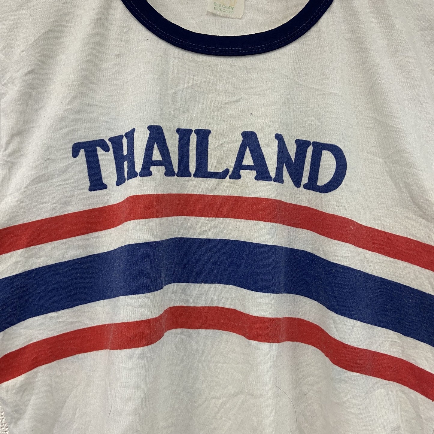 ～90s　Siam　THAILAND　半袖リンガーTシャツ　シングルステッチ　スーベニア　ヴィンテージ　白　ホワイト　Lサイズ
