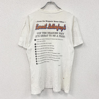FRUIT OF THE LOOM　カーミット　半袖プリントTシャツ　シングルステッチ　白　ホワイト　Mサイズ