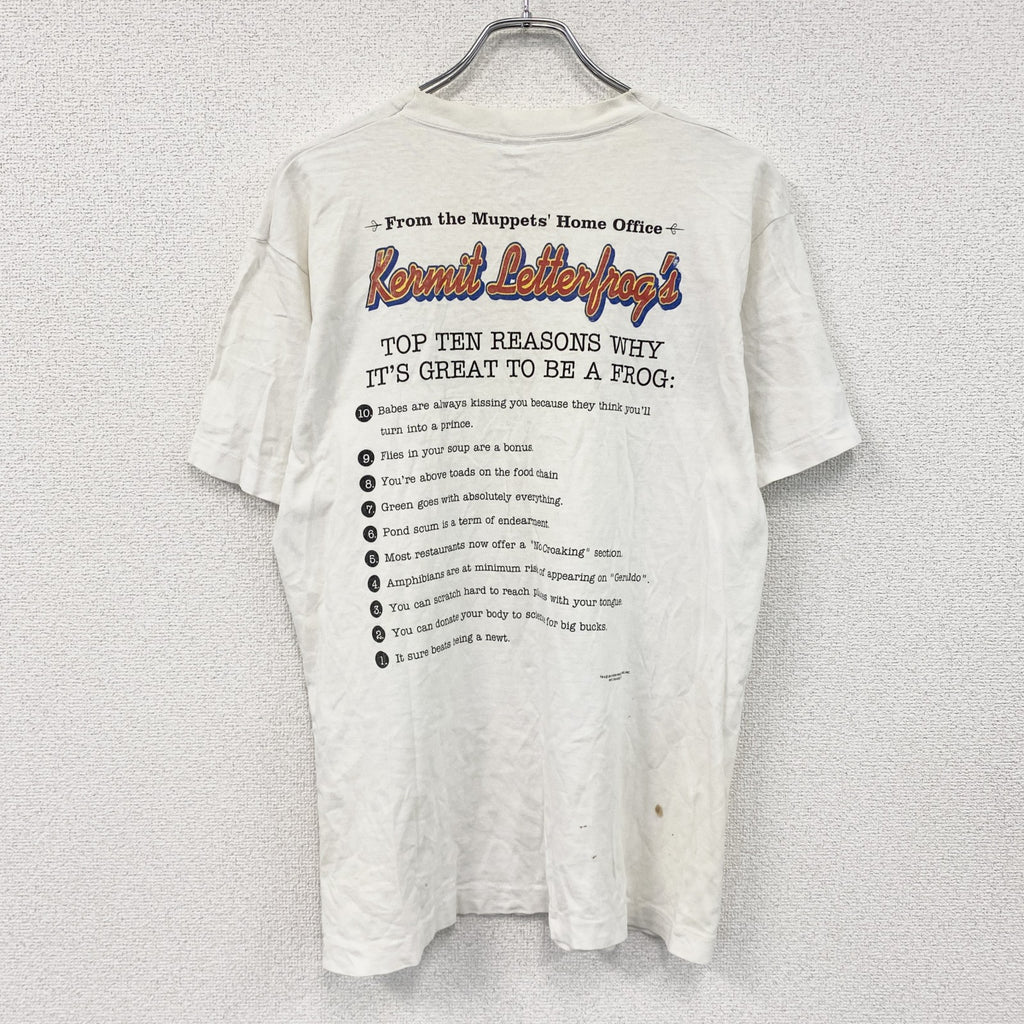 FRUIT OF THE LOOM　カーミット　半袖プリントTシャツ　シングルステッチ　白　ホワイト　Mサイズ