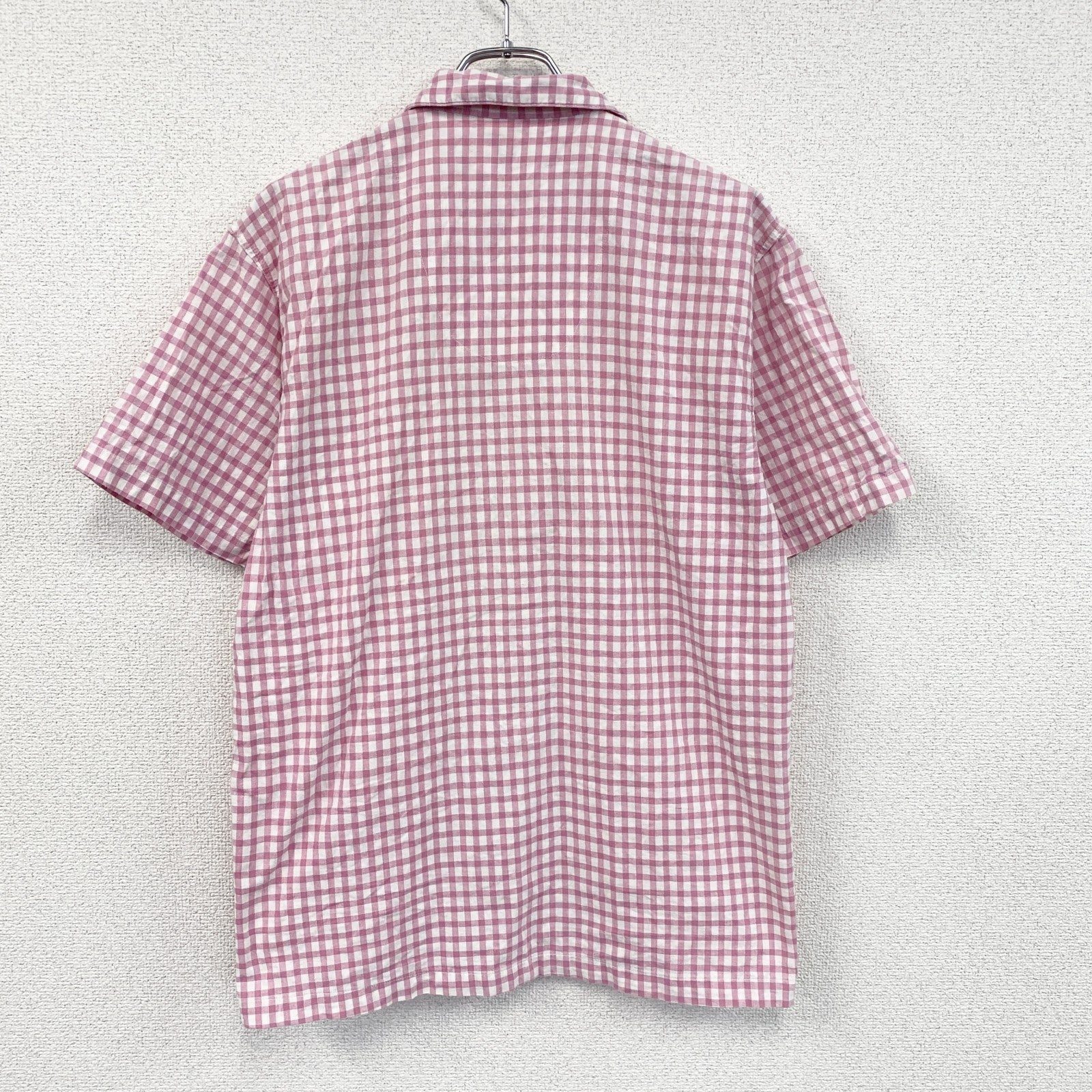 ～90s　Bireley's　バヤリース　半袖シャツ　オープンカラーシャツ　ギンガムチェック柄　ピンク　Mサイズ