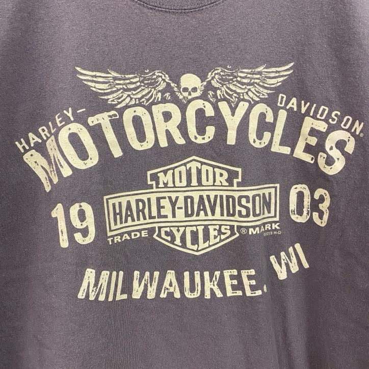 HARLEY DAVIDSON　ハーレーダビッドソン　半袖プリントTシャツ　灰色　グレー　2XLサイズ