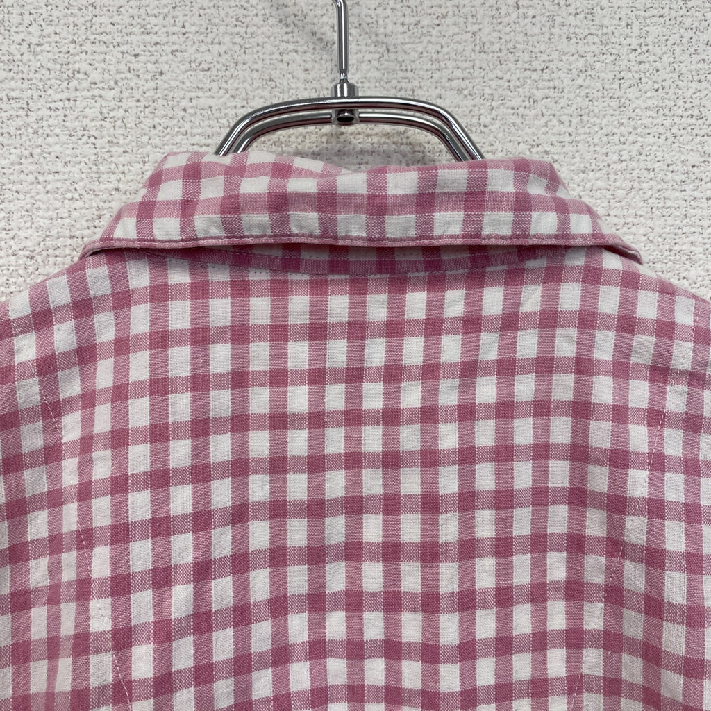 ～90s　Bireley's　バヤリース　半袖シャツ　オープンカラーシャツ　ギンガムチェック柄　ピンク　Mサイズ
