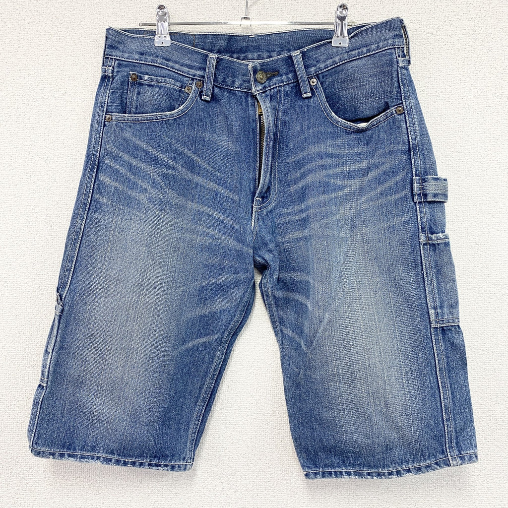 Levi’s　リーバイス　503　デニムハーフペインターパンツ/ジーンズ　鬼ヒゲ　縦落ち　フェード　ジップフライ　インディゴ　W32サイズ