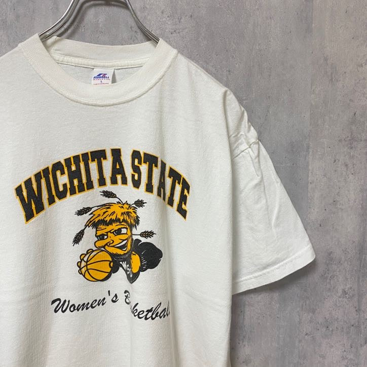 古着 used　RUSSELL ATHLETIC　WICHITA STATE　ラッセル　半袖カレッジプリントTシャツ　白　ホワイト