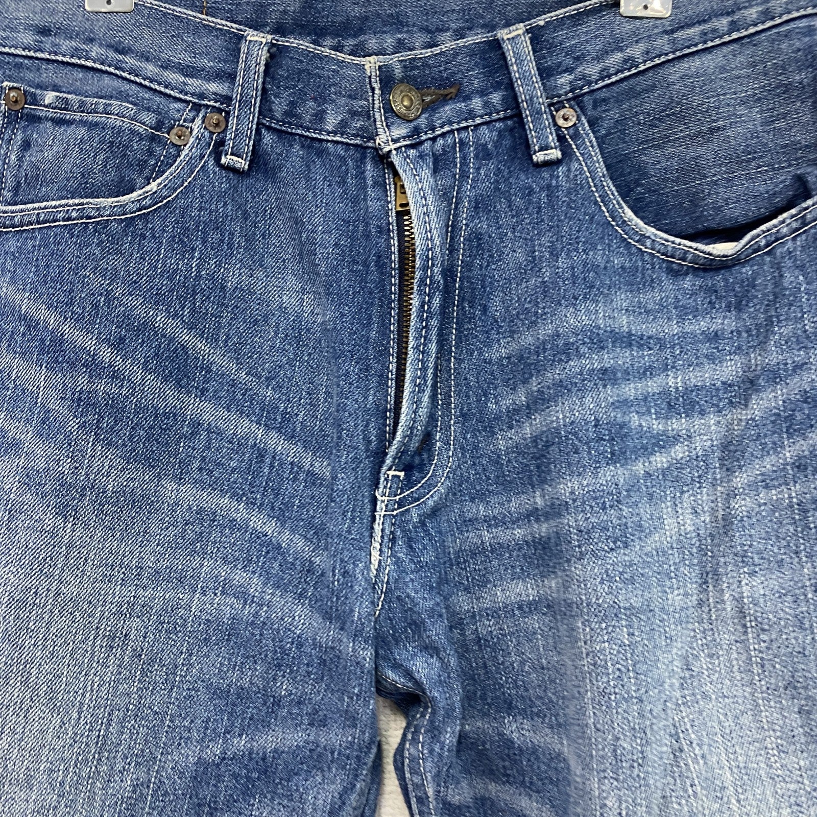 Levi’s　リーバイス　503　デニムハーフペインターパンツ/ジーンズ　鬼ヒゲ　縦落ち　フェード　ジップフライ　インディゴ　W32サイズ