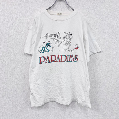 90s　PARADIES　半袖プリントTシャツ　エロT　ヴィンテージ　白　ホワイト　