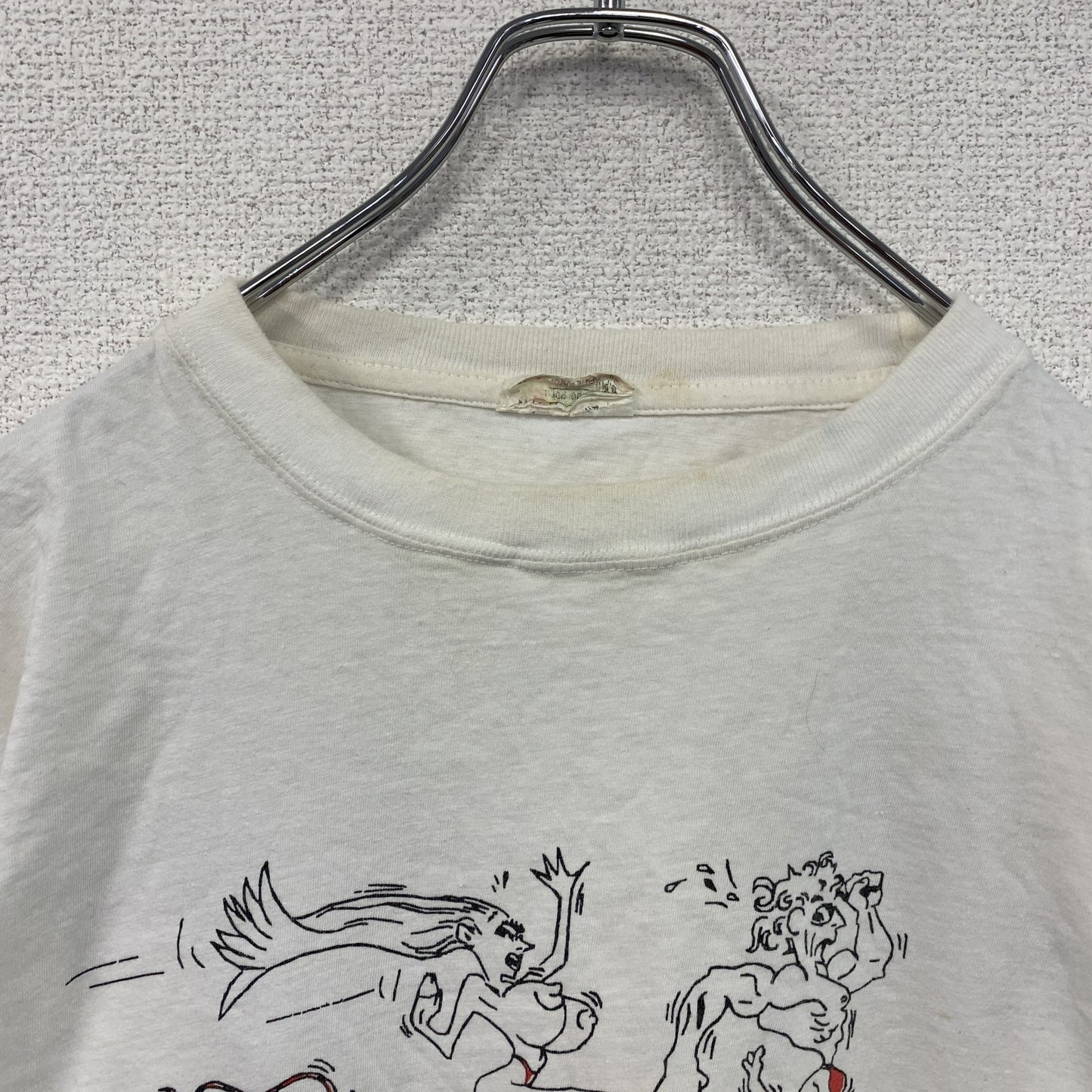 90s　PARADIES　半袖プリントTシャツ　エロT　ヴィンテージ　白　ホワイト　