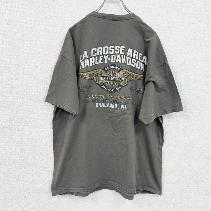 HARLEY DAVIDSON　ハーレーダビッドソン　半袖プリントTシャツ　灰色　グレー　2XLサイズ