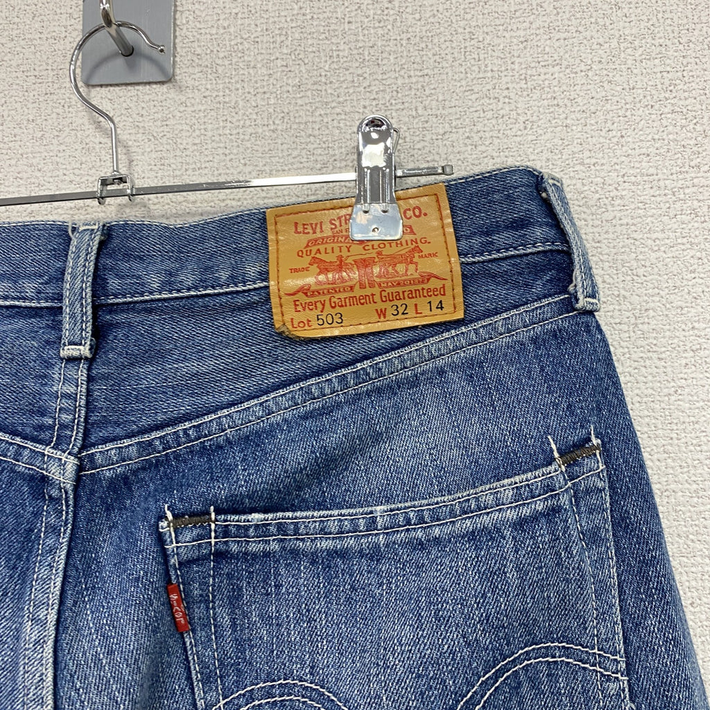 Levi’s　リーバイス　503　デニムハーフペインターパンツ/ジーンズ　鬼ヒゲ　縦落ち　フェード　ジップフライ　インディゴ　W32サイズ