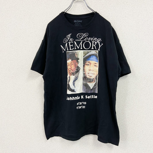 GILDAN　ギルダン　半袖プリントTシャツ　人物T　誰やねん　黒　ブラック　XLサイズ
