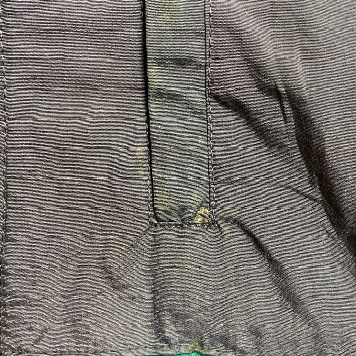 古着 used　C9　長袖異素材切替フリースジャケット　ワンポイントロゴ刺繍　ハイネック　緑　グリーン　グレー　秋冬服