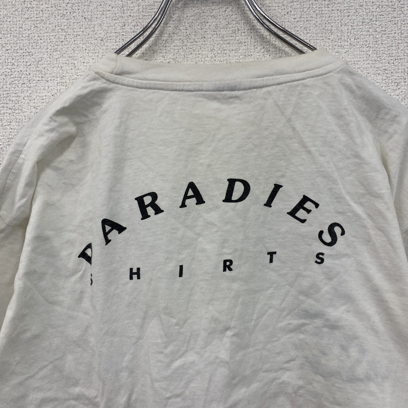 90s　PARADIES　半袖プリントTシャツ　エロT　ヴィンテージ　白　ホワイト　