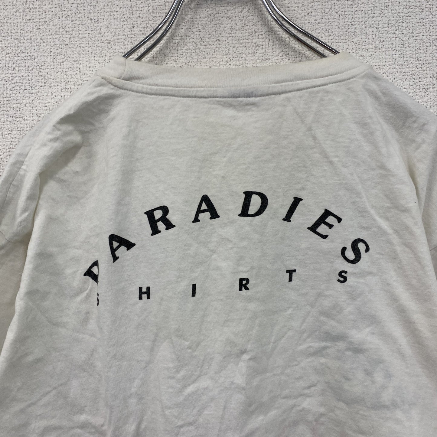 90s　PARADIES　半袖プリントTシャツ　エロT　ヴィンテージ　白　ホワイト　