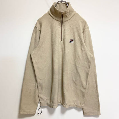 FILA　フィラ　ハーフジップフリースジャケット/ボアジャケット　ワンポイント　刺繍ロゴ　アイボリー　Mサイズ