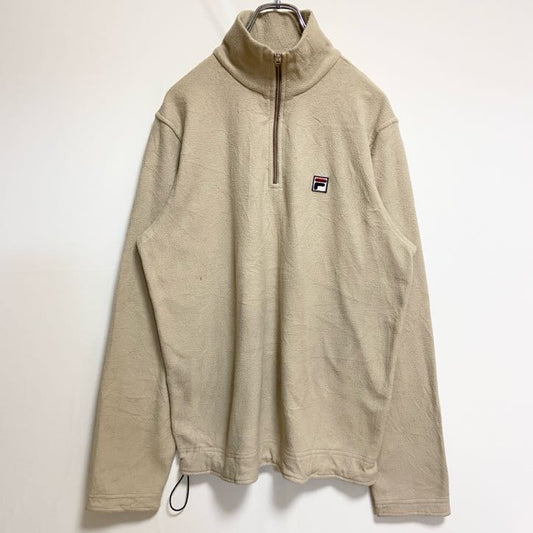 FILA　フィラ　ハーフジップフリースジャケット/ボアジャケット　ワンポイント　刺繍ロゴ　アイボリー　Mサイズ