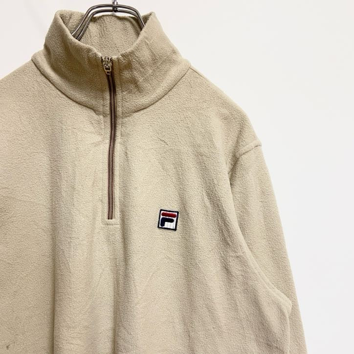 FILA　フィラ　ハーフジップフリースジャケット/ボアジャケット　ワンポイント　刺繍ロゴ　アイボリー　Mサイズ