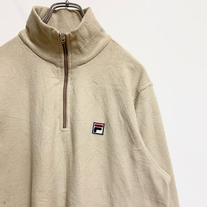 FILA　フィラ　ハーフジップフリースジャケット/ボアジャケット　ワンポイント　刺繍ロゴ　アイボリー　Mサイズ