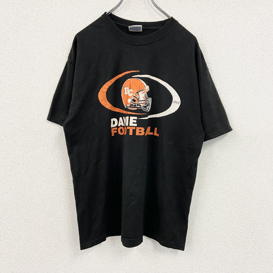 00s　Hanes　ヘインズ　半袖スポーツプリントTシャツ　フットボール　ヴィンテージ　黒　ブラック　Lサイズ