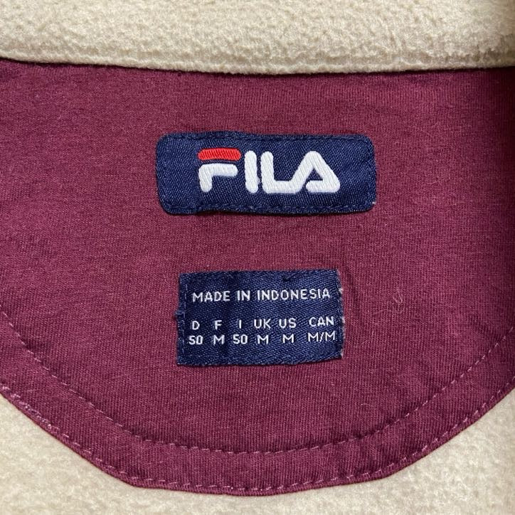 FILA　フィラ　ハーフジップフリースジャケット/ボアジャケット　ワンポイント　刺繍ロゴ　アイボリー　Mサイズ