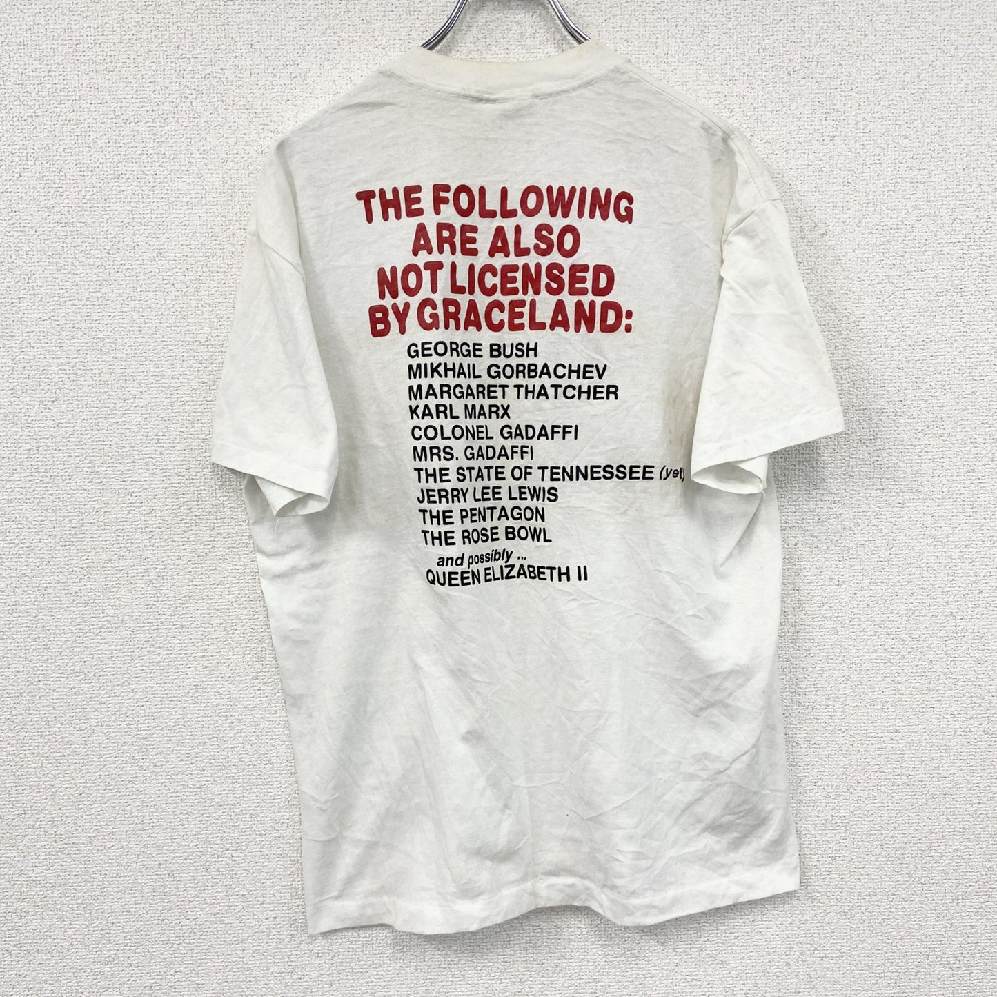 80s～　Selec-T　エリザベスⅡ世　半袖Tシャツ　メッセージT　シングルステッチ　ヴィンテージ　白　ホワイト　XLサイズ