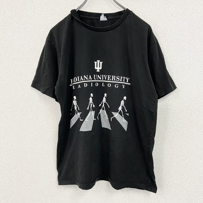 district　半袖カレッジプリントTシャツ　パロディT　アビイ・ロード　インディアナ大学　黒　ブラック　Sサイズ