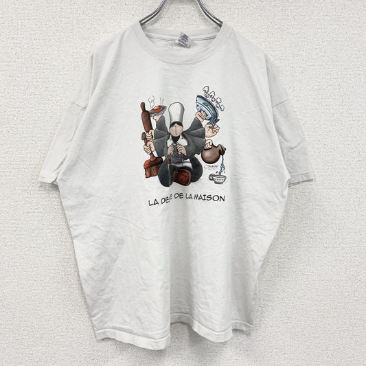 Mam'Goudig　マム・グディグ　半袖プリントキャラクターTシャツ　多機能な家庭の女神　コワフ　白　ホワイト　2XLサイズ