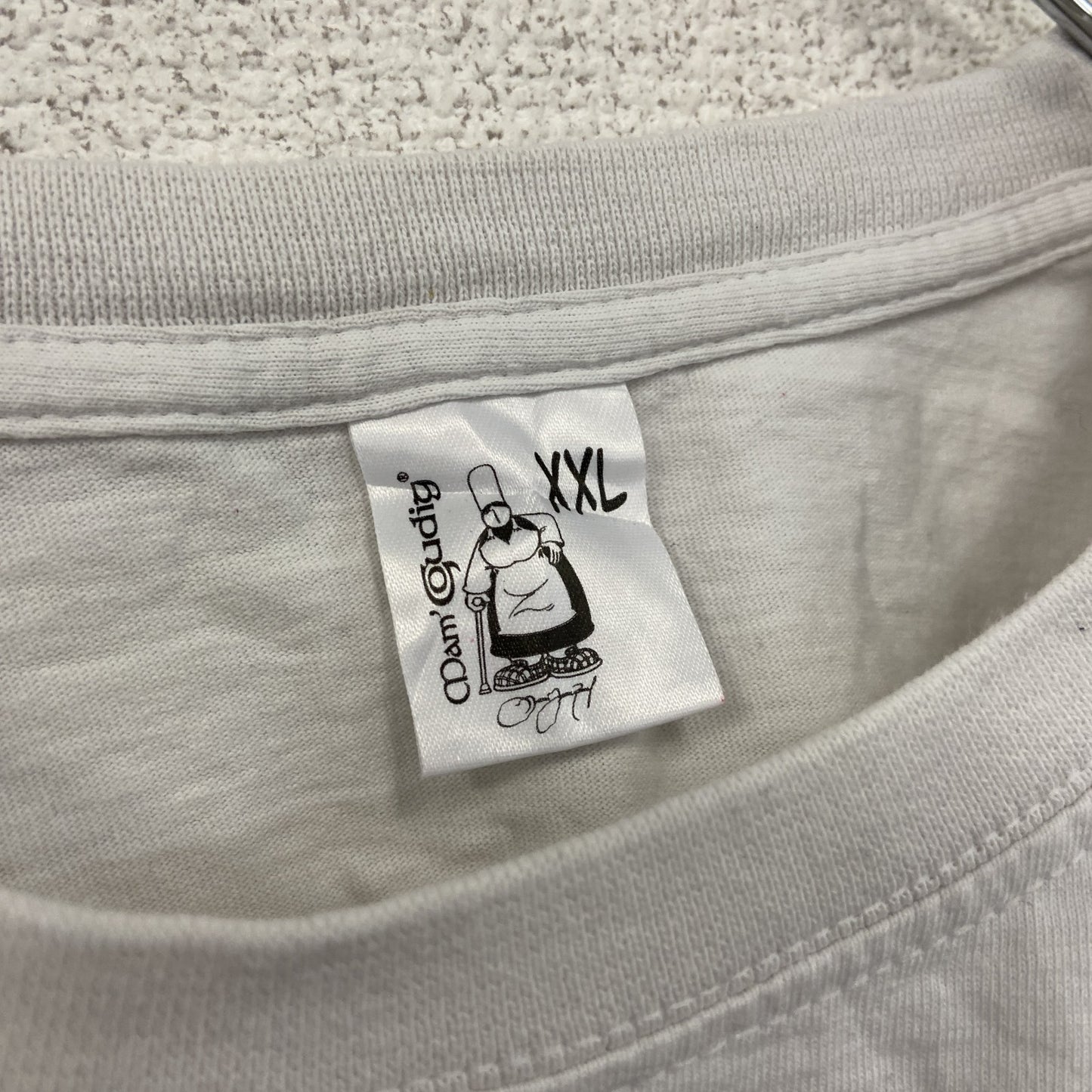 Mam'Goudig　マム・グディグ　半袖プリントキャラクターTシャツ　多機能な家庭の女神　コワフ　白　ホワイト　2XLサイズ