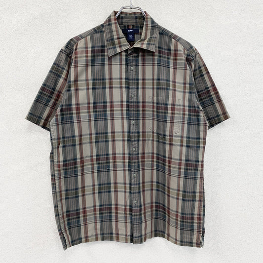 00s　OLD GAP　オールドギャップ　半袖チェックシャツ　ヴィンテージ　マルチカラー　茶　ブラウン　Mサイズ