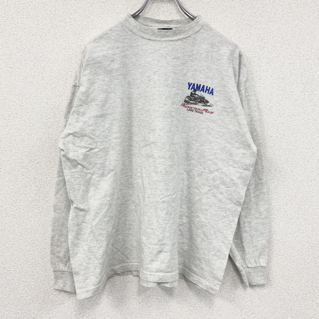 90s～　HARDWEAR　YAMAHA　ヤマハ　長袖Tシャツ/ロンT　企業ロゴ　ヴィンテージ　灰色　グレー　XLサイズ